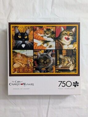 Charles Wysocki Folk Cats Collage Puzzle